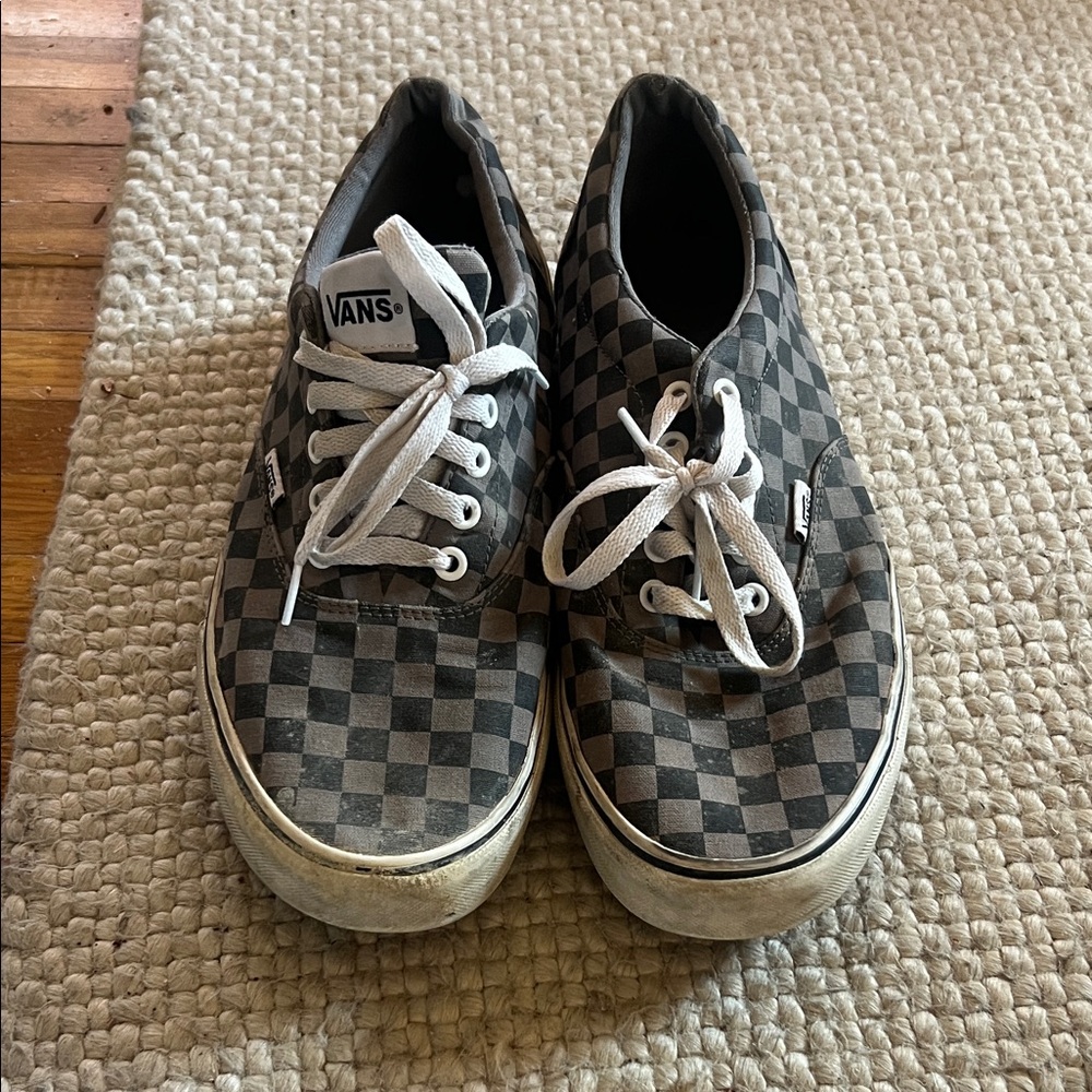 Vans Black and Gray Checkerboard Lace-Up Sneakers